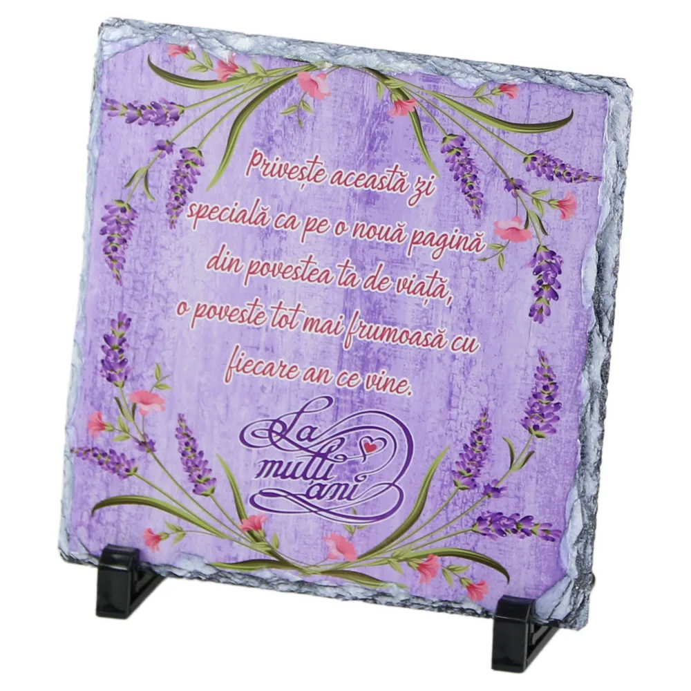 Placa ardezie "La multi ani!", pentru femei 19x19 CM