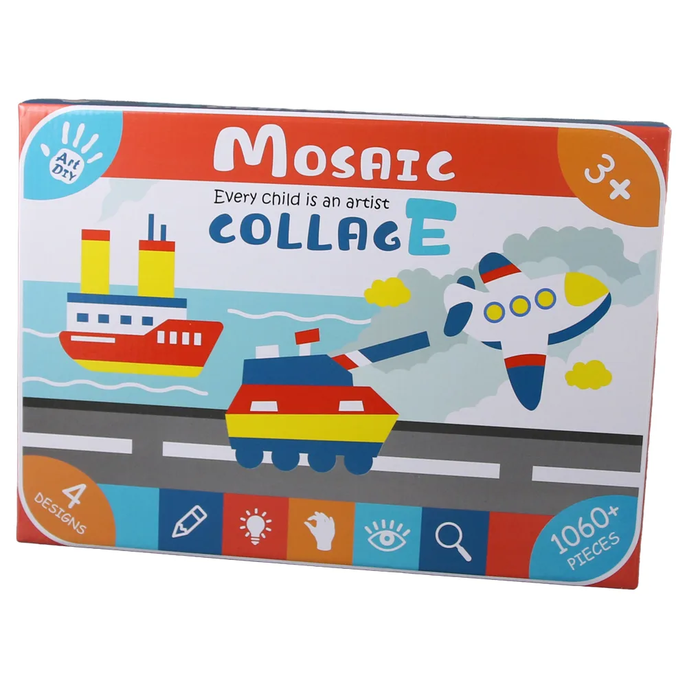 Set creativ mozaic Vehicule cu 4 imagini si patratele autocolante colorate - imagine 2