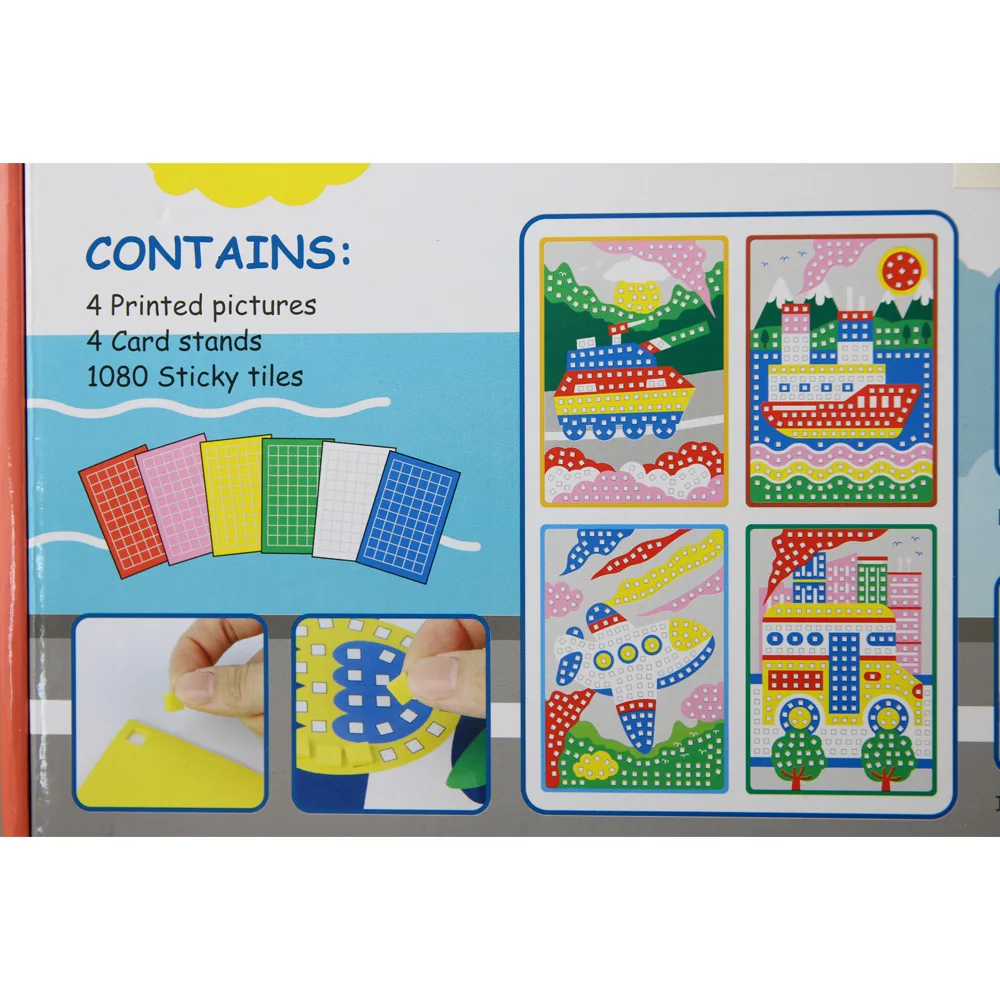 Set creativ mozaic Vehicule cu 4 imagini si patratele autocolante colorate - imagine 3