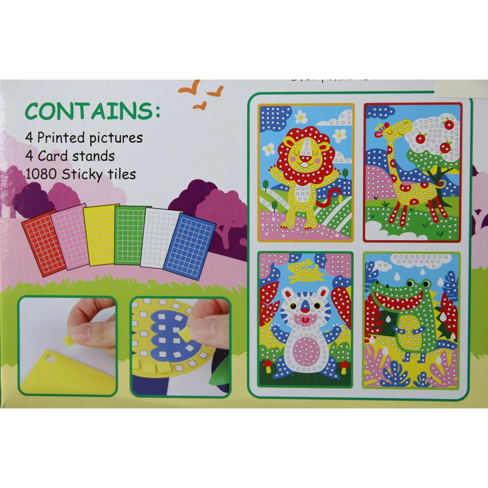 Set creativ mozaic Jungla cu 4 imagini si patratele autocolante colorate - imagine 3