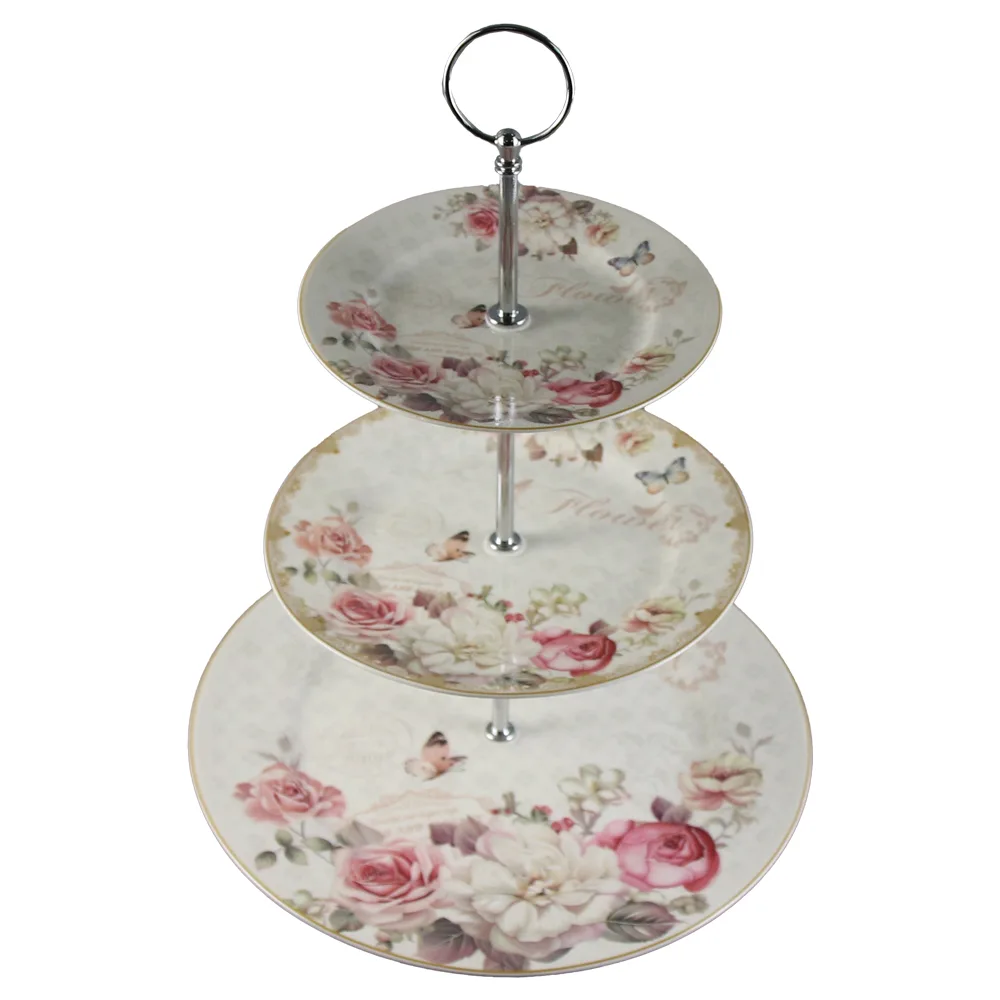 Platou din ceramica cu 3 nivele, Flower