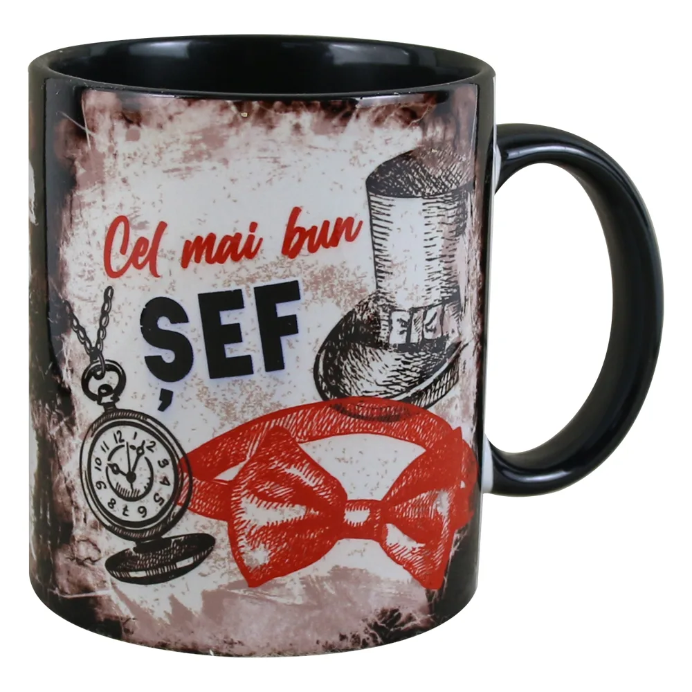 Cana ceramica "Cel mai bun Sef", 330 ml, Negru