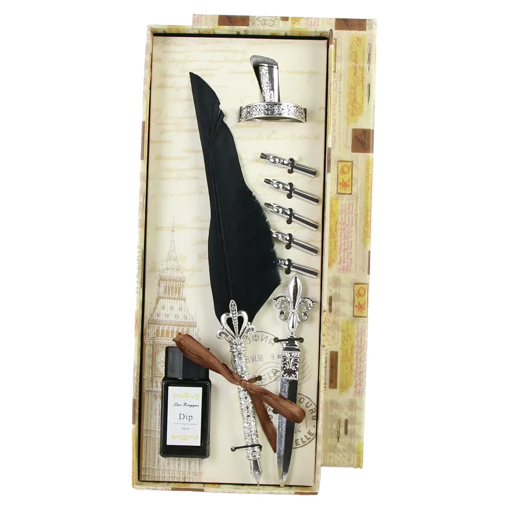 Set de Caligrafie cu Pana, stil Vintage, Big Ben - 9 piese - imagine 4