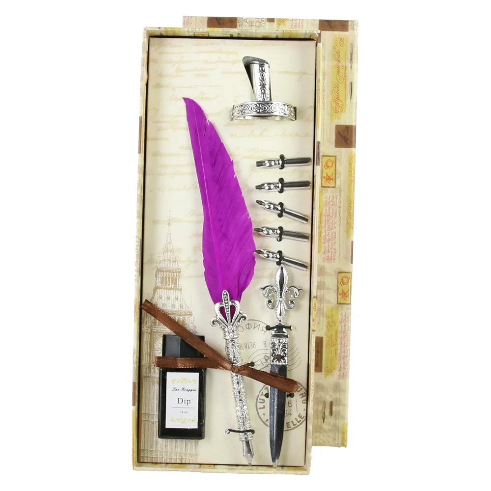 Set de Caligrafie cu Pana, stil Vintage, Big Ben - 9 piese - imagine 5