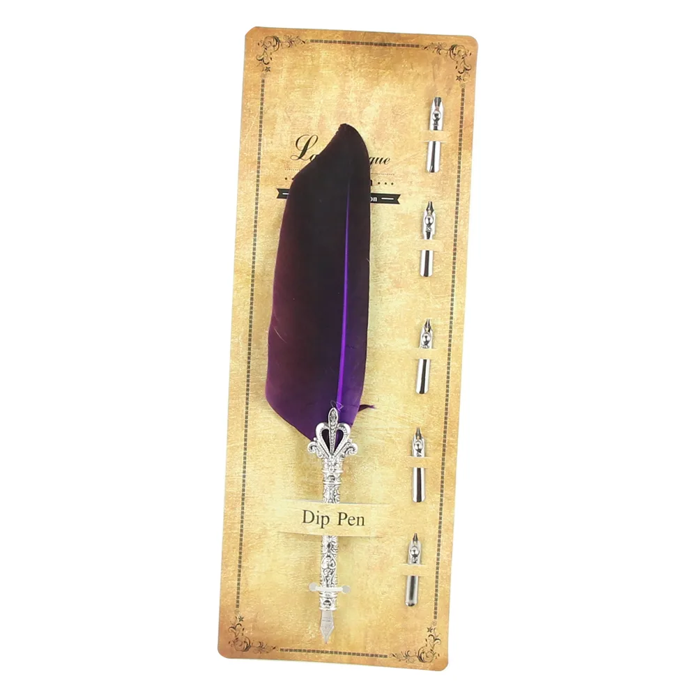 Set de Caligrafie cu Pana, stil Vintage, Dip pen - 6 piese