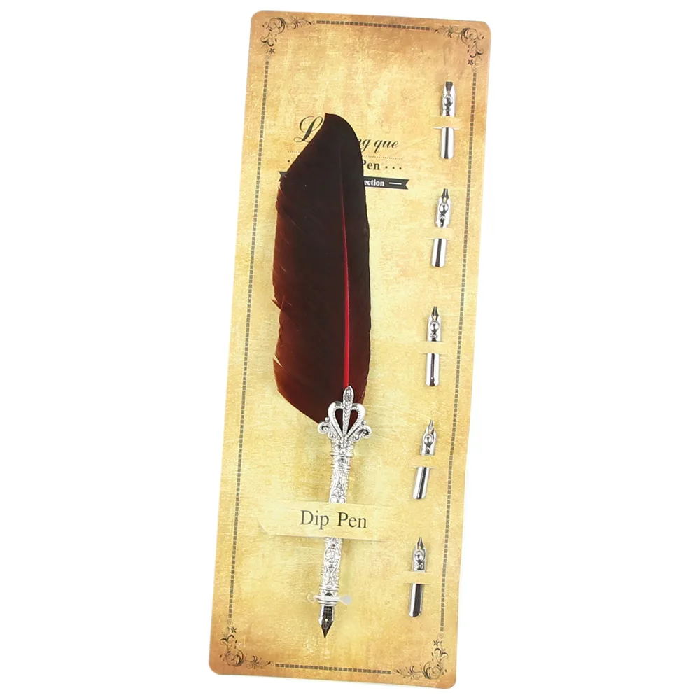 Set de Caligrafie cu Pana, stil Vintage, Dip pen - 6 piese - imagine 2