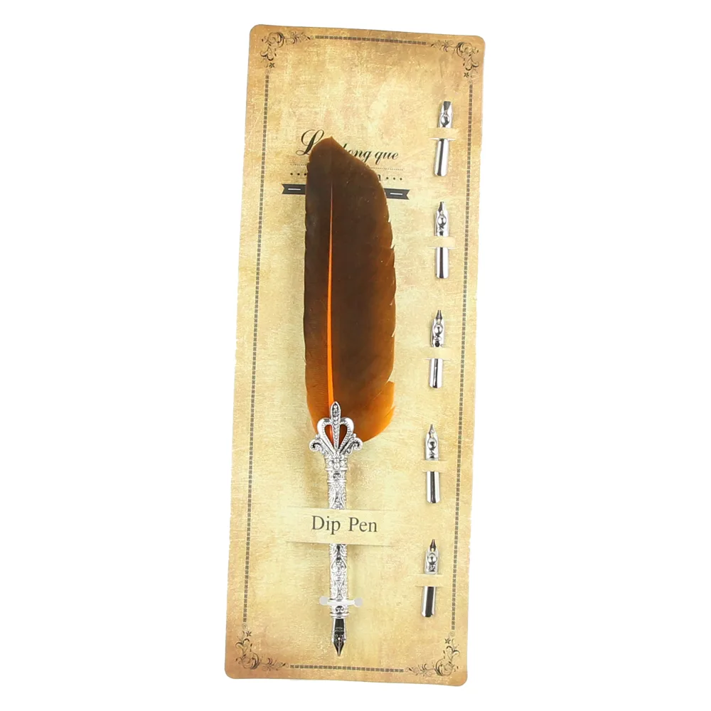 Set de Caligrafie cu Pana, stil Vintage, Dip pen - 6 piese - imagine 4