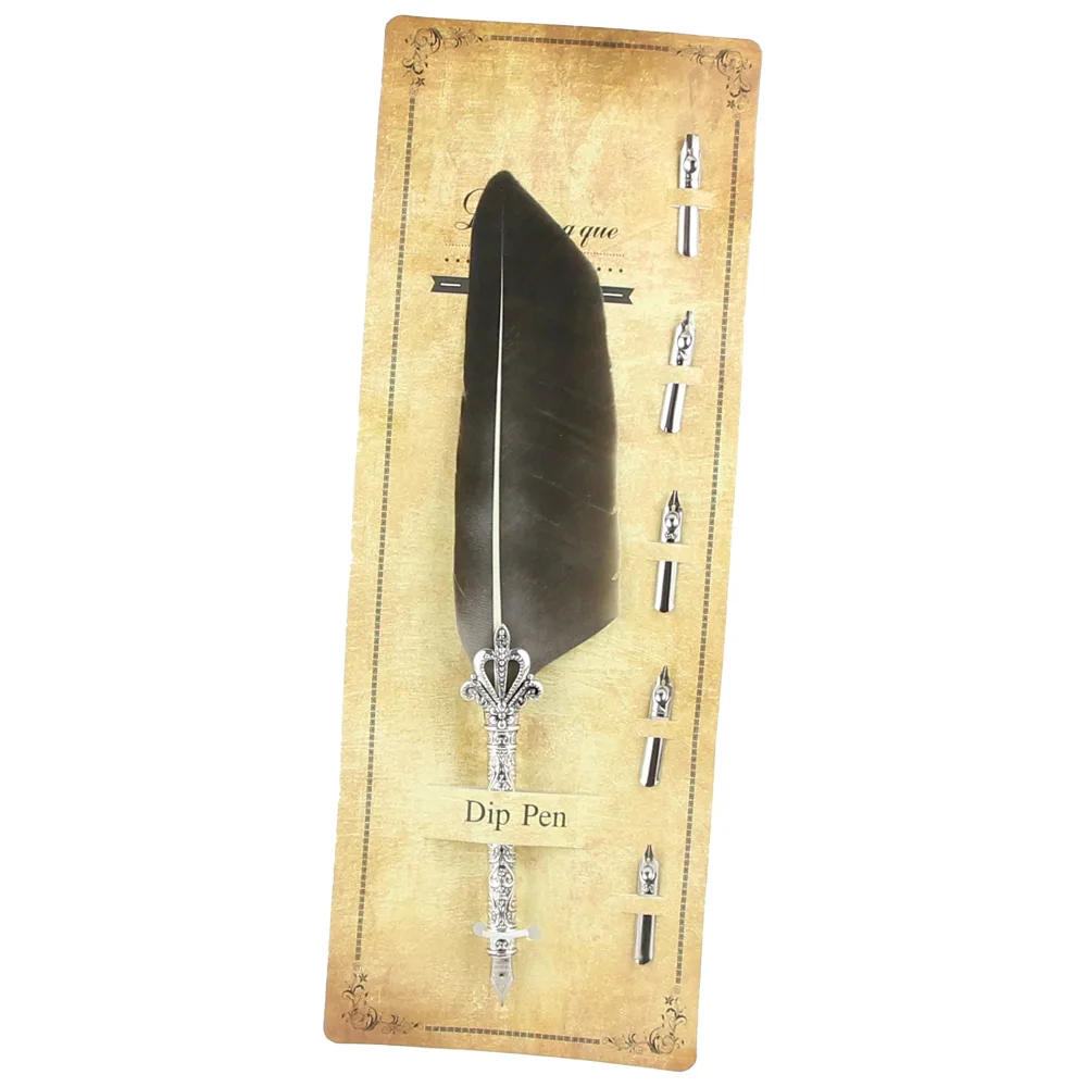 Set de Caligrafie cu Pana, stil Vintage, Dip pen - 6 piese - imagine 5