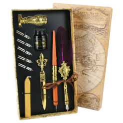 Set de Caligrafie cu Pana, stil Vintage, World map - 11 piese - imagine 3