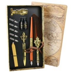 Set de Caligrafie cu Pana, stil Vintage, World map - 11 piese - imagine 4