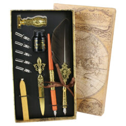 Set de Caligrafie cu Pana, stil Vintage, World map - 11 piese - imagine 5