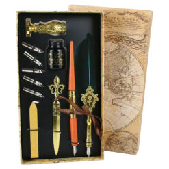 Set de Caligrafie cu Pana, stil Vintage, World map - 11 piese - imagine 6