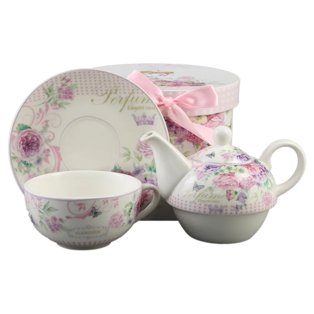 Set ceainic cu ceasca si farfurioara, 350 ml / 310 ml, in cutie decorativa, Garden - imagine 2