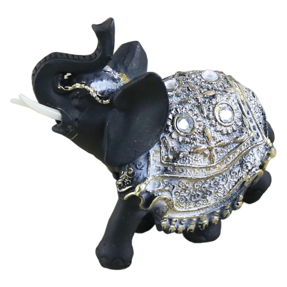 Figurina elefant din rasina aurie 12x10 CM, Negru