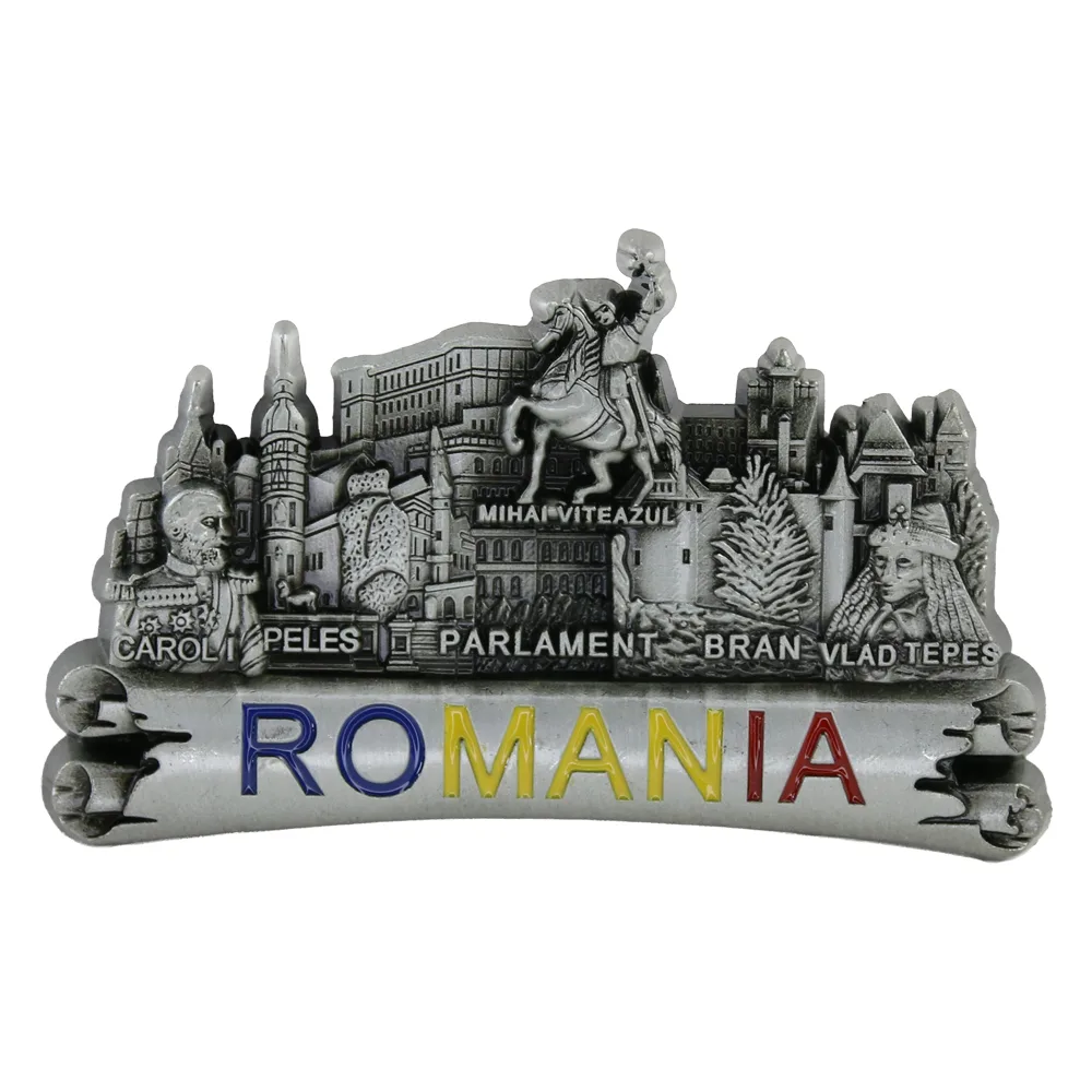 Magnet de frigider din metal 9 x 5 cm "Romania" Mihai Viteazul - imagine 3