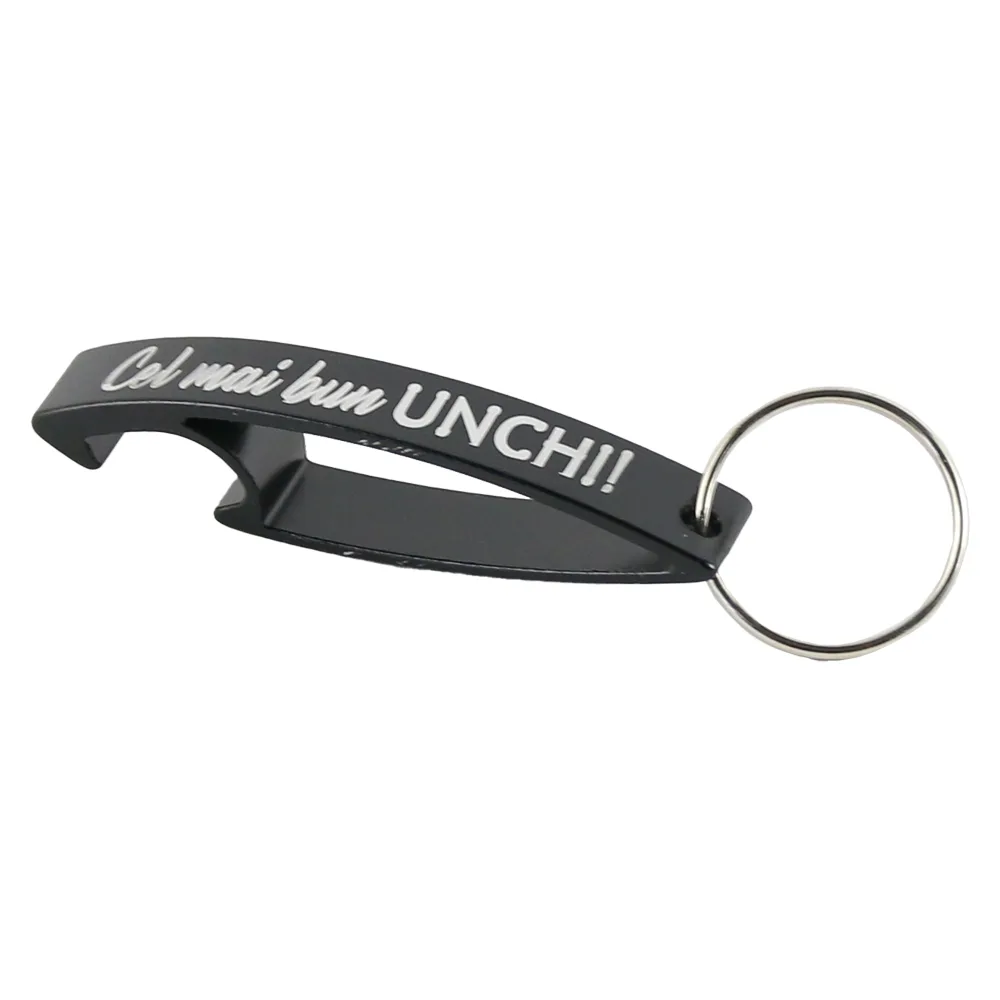 Breloc cu desfacator de sticle "Cel mai bun Unchi", 6.5 CM, negru