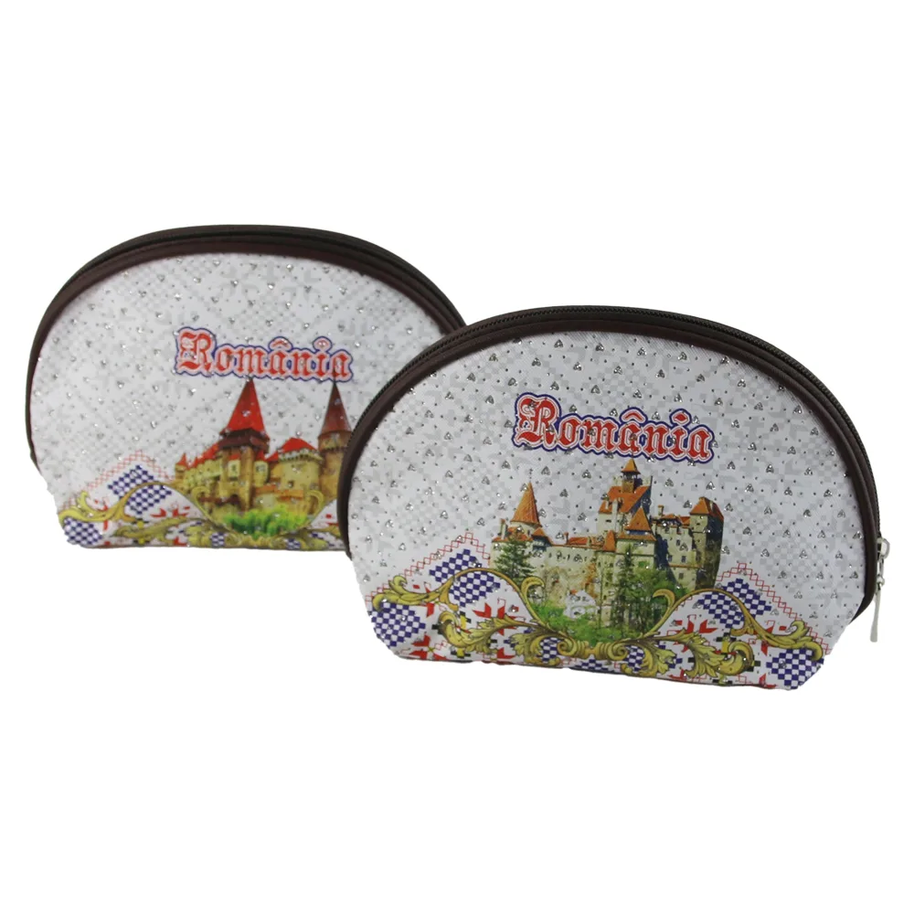 Geanta cosmetica "Romania" 20x15 CM, din piele ecologica, Castele