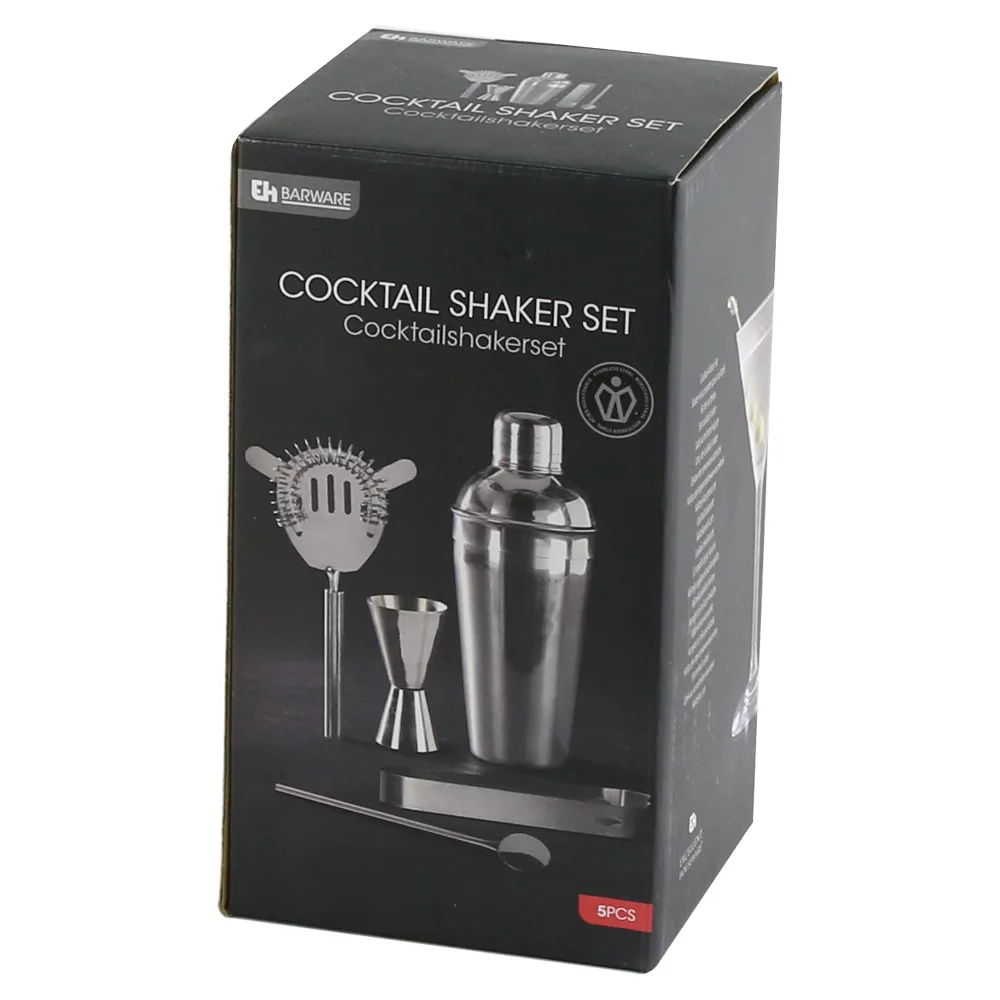 Set Cocktail Shaker, 5 piese, argintiu - imagine 2