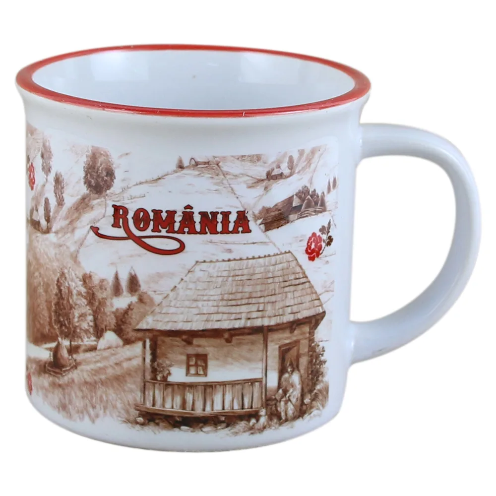 Cana ceramica Romania 300 ml, Vintage, casuta