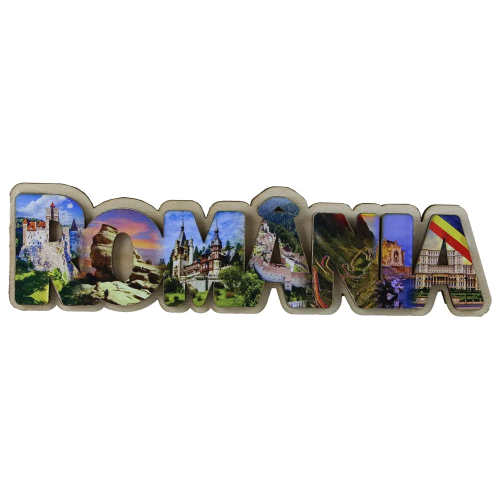 Magnet frigider din lemn "Romania" 19x4 CM, Imagini