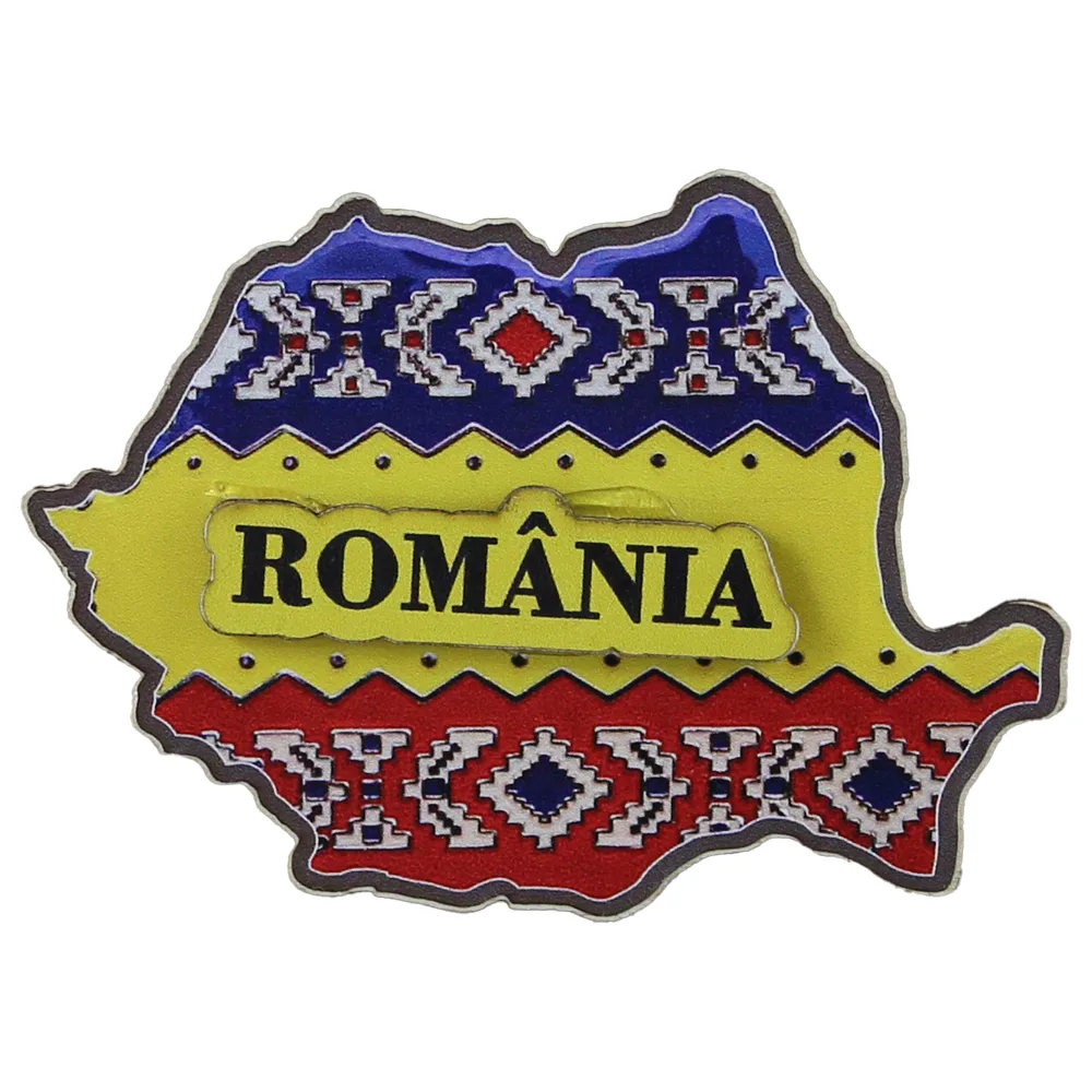 Magnet frigider din lemn "Romania" 10x7 CM, Harta Romaniei, traditional