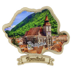 Magnet frigider din lemn "Brasov" 8x7 CM, Biserica Neagra