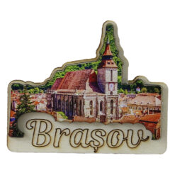 Magnet frigider din lemn "Brasov" 8x6.5 CM, Biserica Neagra