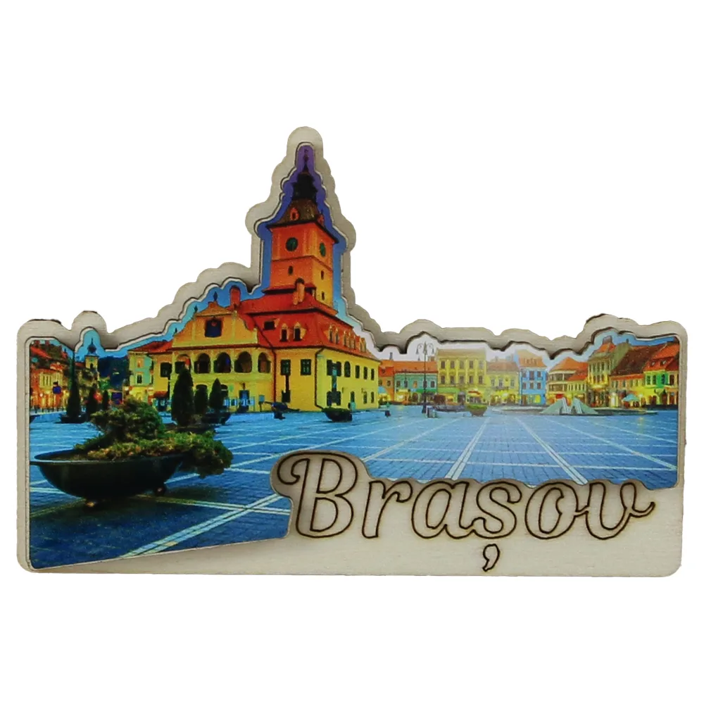 Magnet frigider din lemn "Brasov" 11x7 CM, Centru