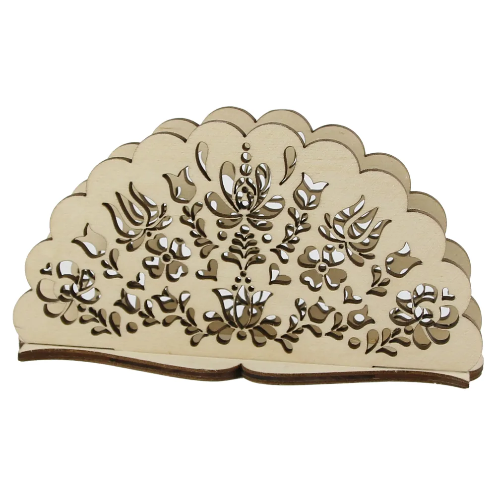 Suport servetele traforaj din lemn 14.5x8 CM, cu motive florale