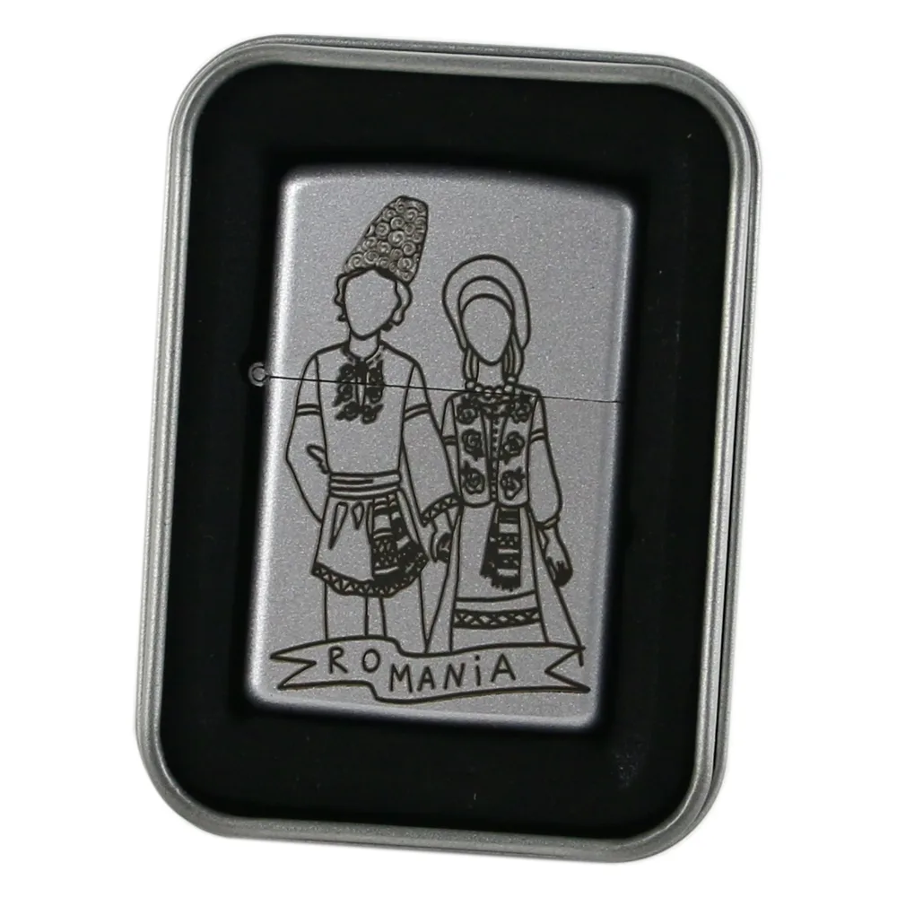 Bricheta metalica "Romania", 4x5.5 CM, Cuplu in port popular