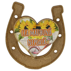 Magnet frigider din lemn "Cea mai buna Nepoata" 7x8 CM, Potcoava - imagine 2