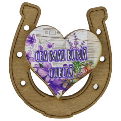 Magnet frigider din lemn "Cea mai buna Iubita" 7x8 CM, Potcoava - imagine 2