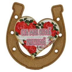 Magnet frigider din lemn "Cea mai buna Prietena" 7x8 CM, Potcoava - imagine 3