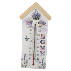 Termometru din lemn "Home", 11x24 CM, Lavanda/Trandafiri - imagine 4