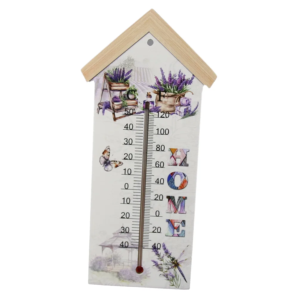 Termometru din lemn "Home", 11x24 CM, Lavanda/Trandafiri - imagine 6