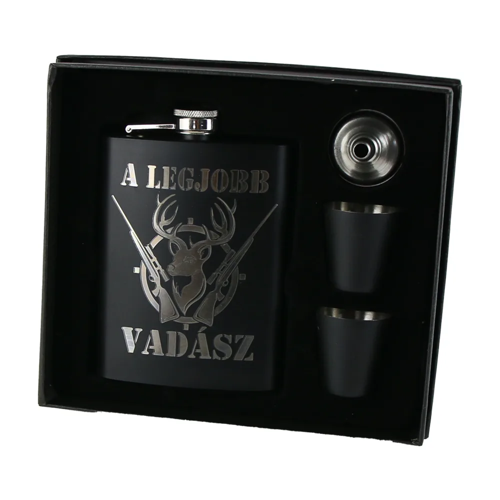 Set cadou "A legjobb Vadasz" Plosca cu palnie si 2 pahare