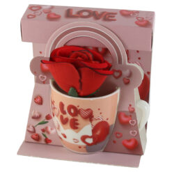 Cana ceramica cu trandafir artificial "Love", 7 CM - imagine 3