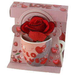 Cana ceramica cu trandafir artificial "Love", 7 CM - imagine 4