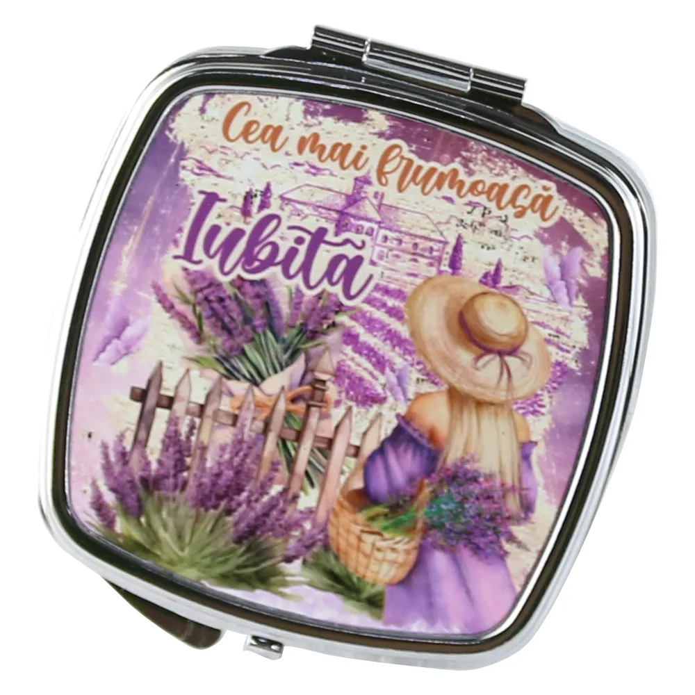 Oglinda de buzunar "Cea mai frumoasa Iubita", Lavanda
