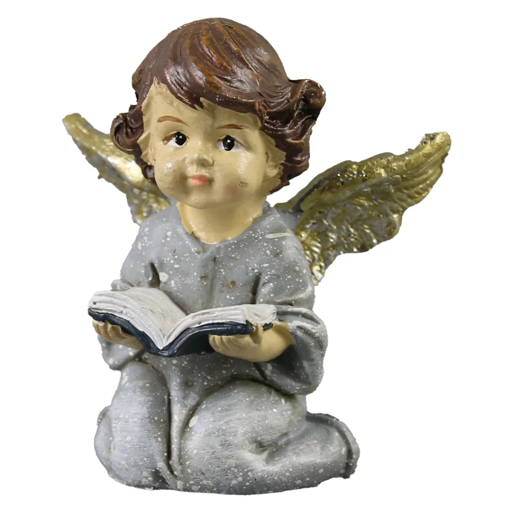 Figurina ingeras cu aripi aurii 6x7 CM, din rasina - imagine 2