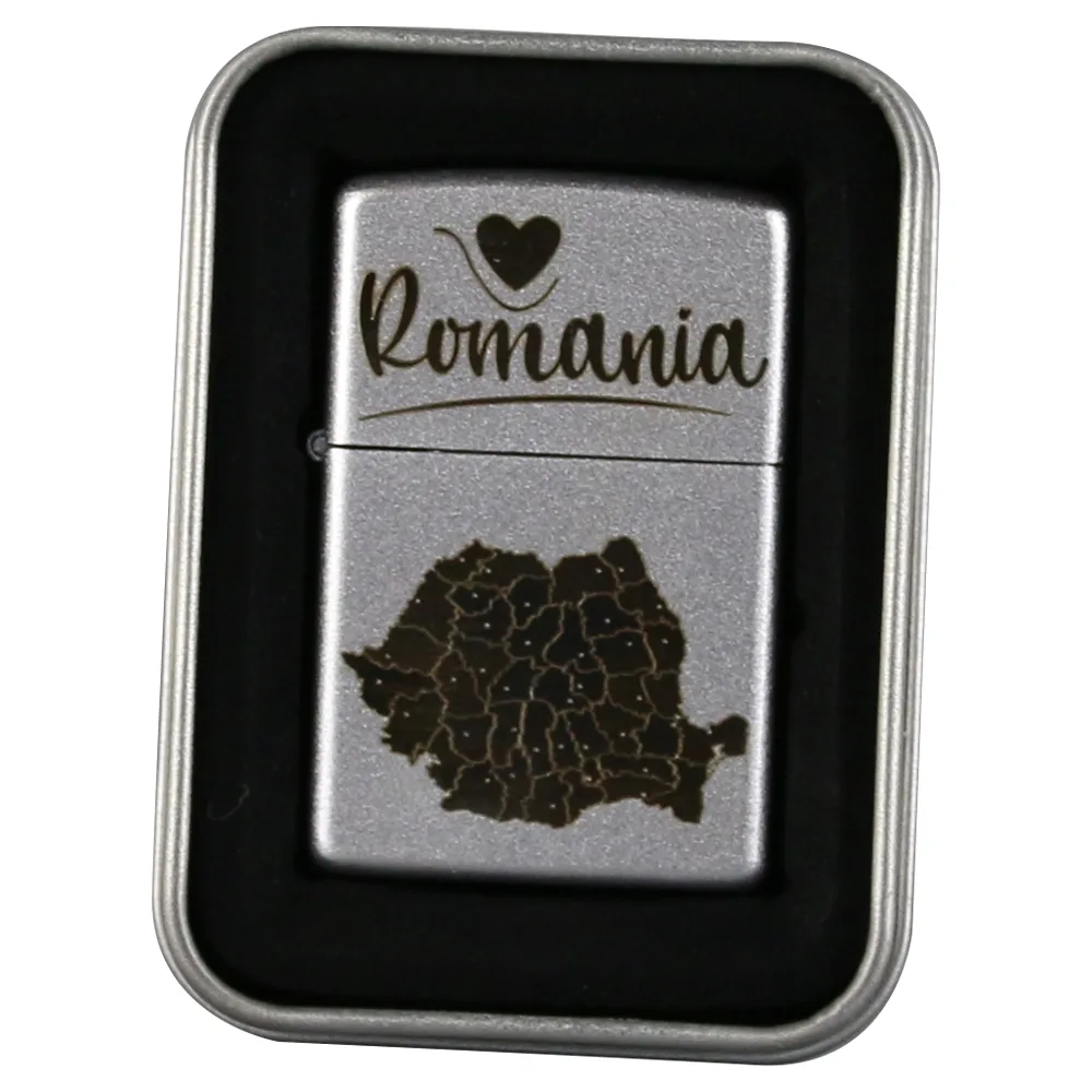 Bricheta metalica "Romania", 4x5.5 CM, Harta Romaniei