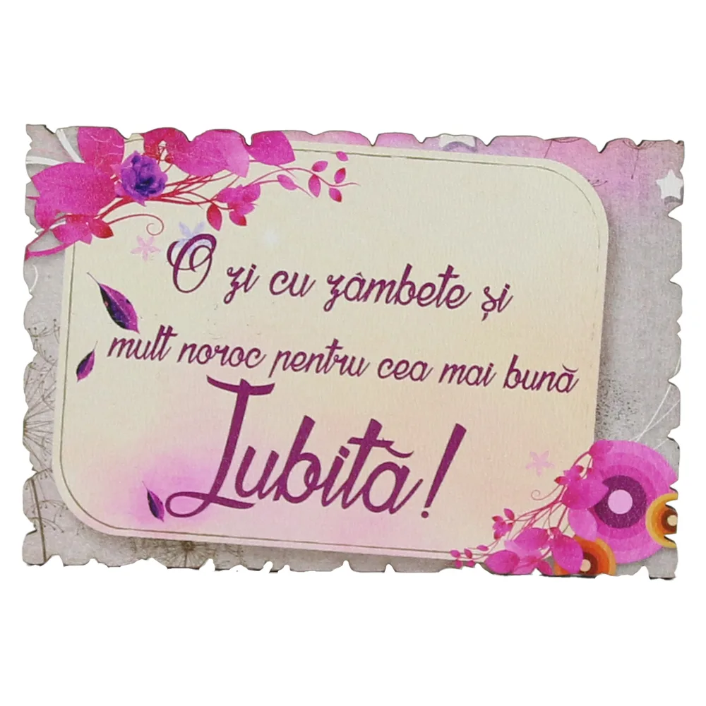 Magnet frigider din lemn "Pentru cea mai buna Iubita!" 9x6 CM
