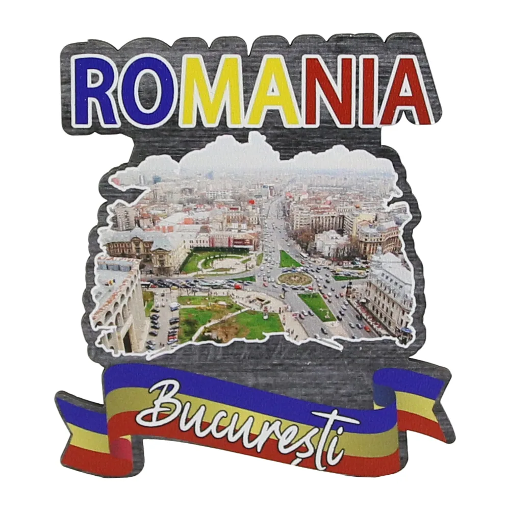 Magnet frigider din lemn, 7x8 CM, Romania, Bucuresti