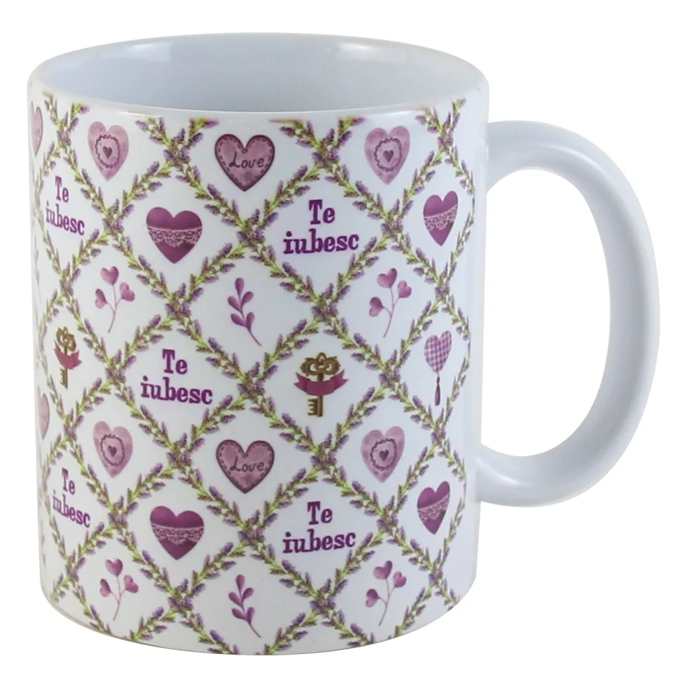 Cana din ceramica 330 ml, "Te iubesc", lavanda