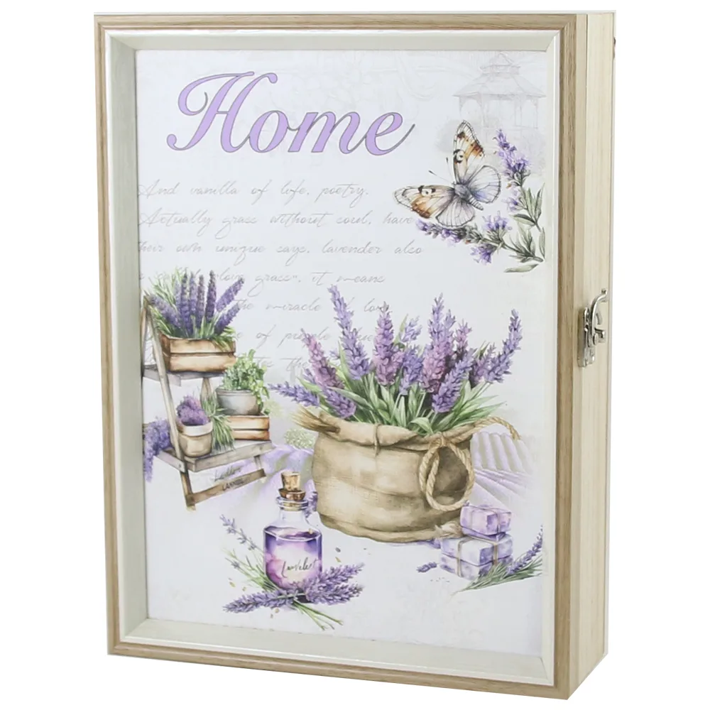 Cutie pentru chei din lemn, Home 19.5x26 CM - Lavanda
