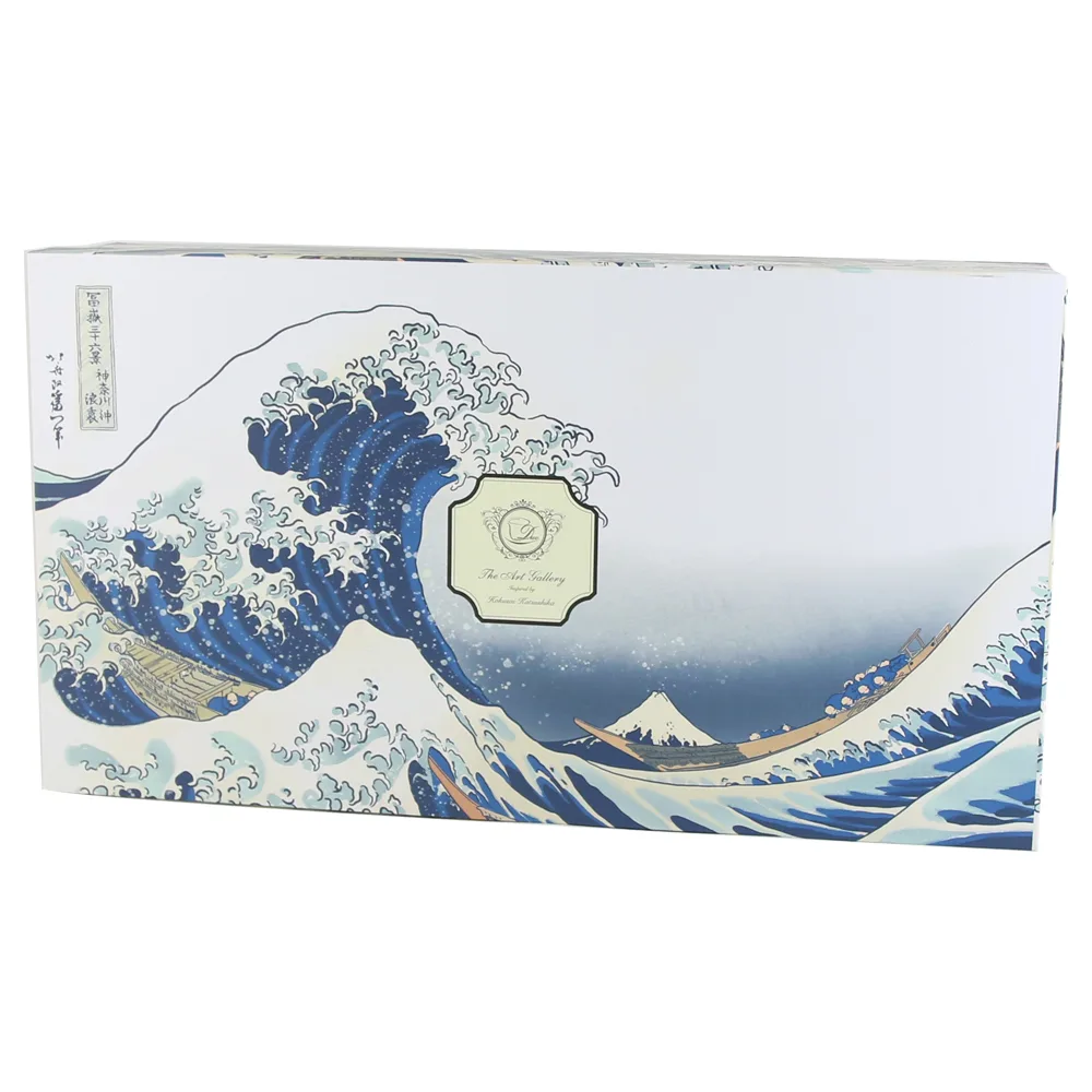 Set 6 cesti cu farfurii "The great Wave" de Hokusai, 250 ml, in cutie decorativa - imagine 2
