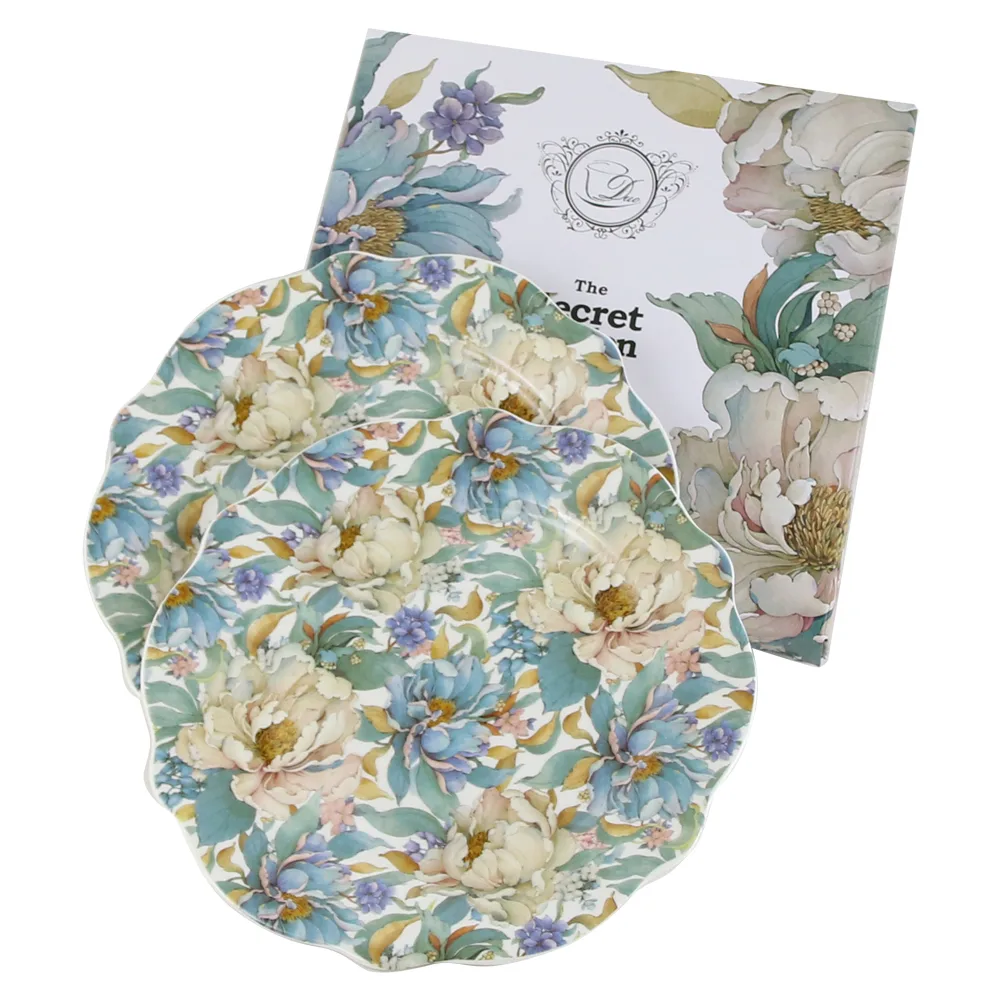 Set 2 farfurii desert "Peony White", 19 CM, in cutie decorativa