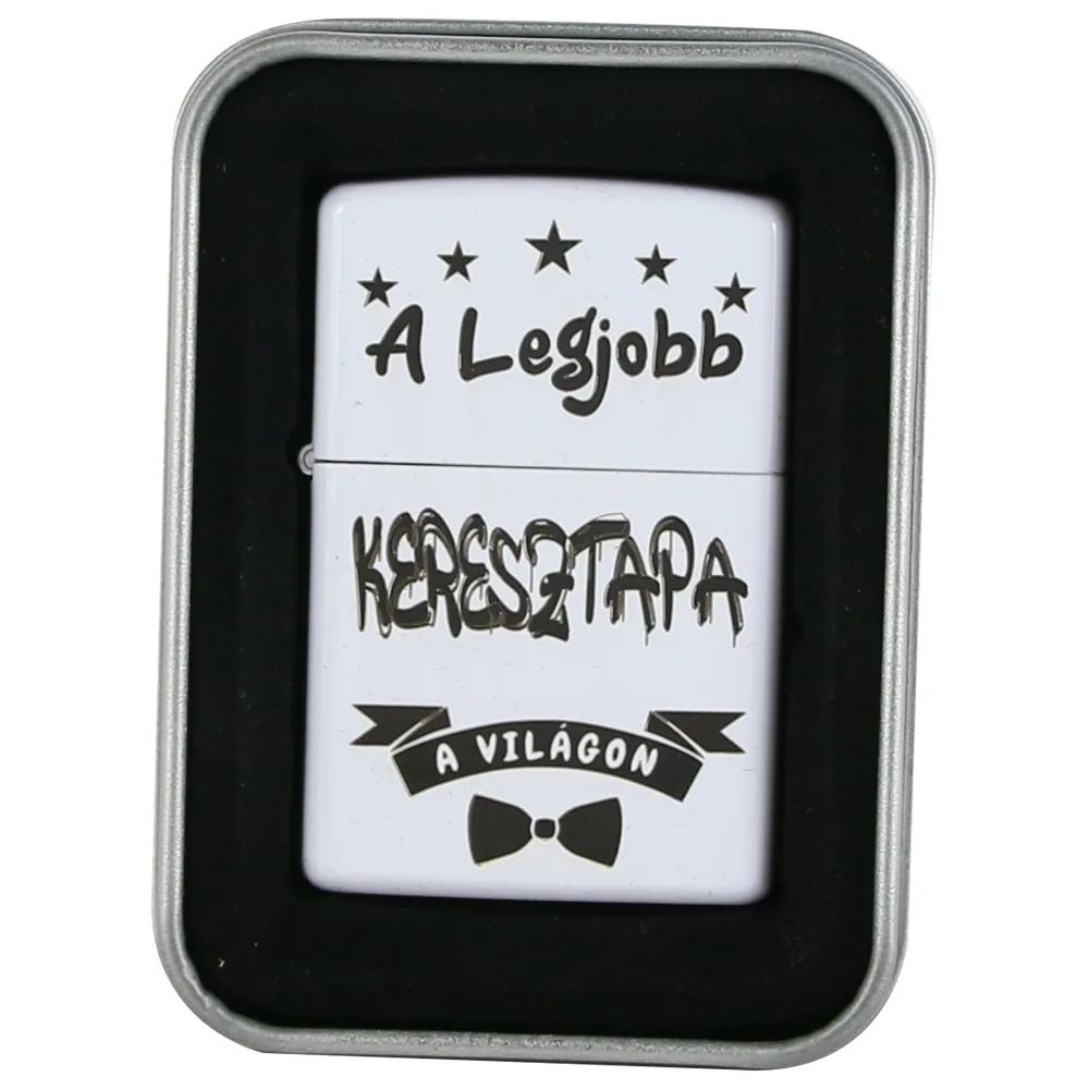 Bricheta metalica "A legjobb Keresztapa a vilagon", 3.5x5 CM, Alb