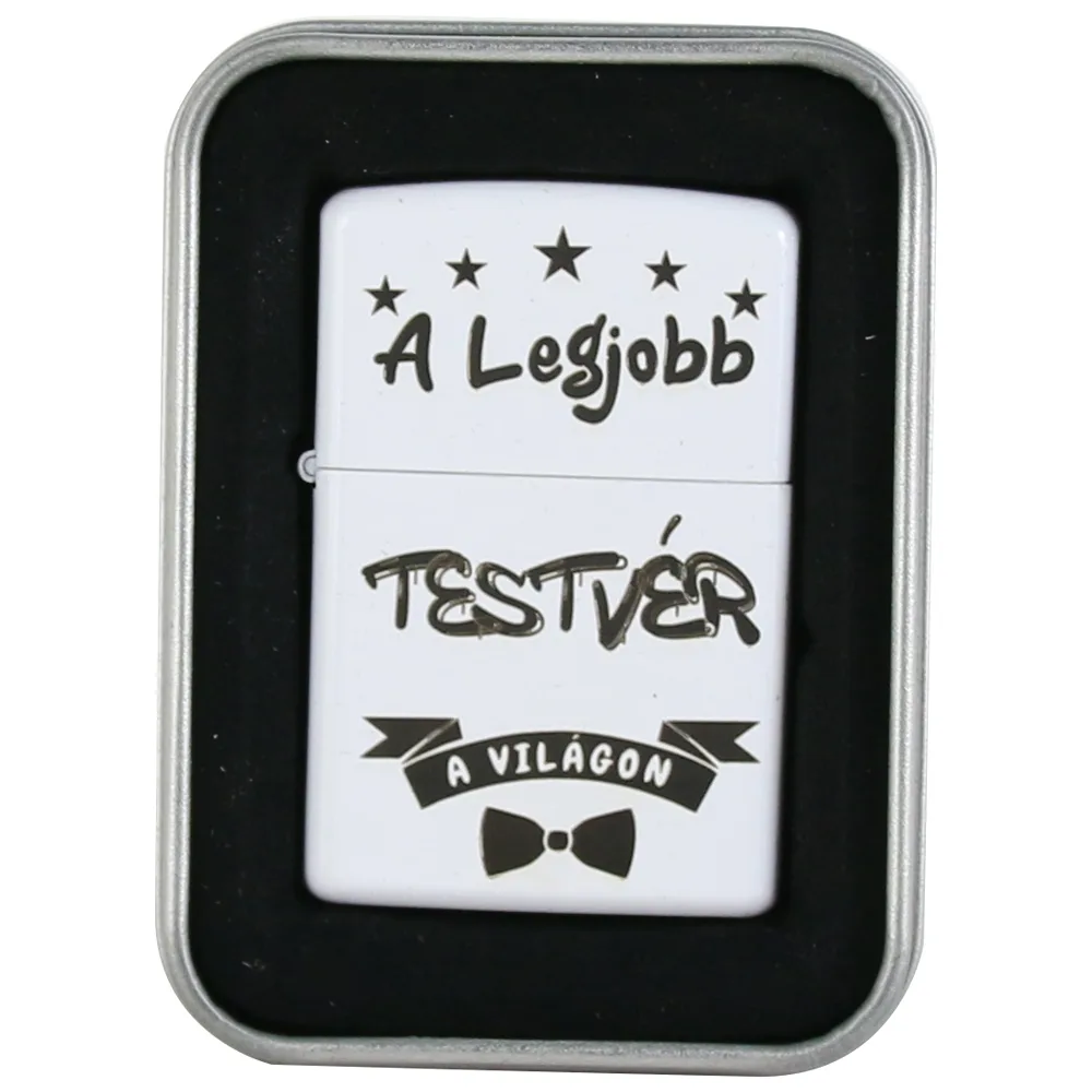 Bricheta metalica "A legjobb Testver a vilagon", 3.5x5 CM, Alb