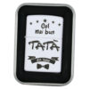 Bricheta metalica "Cel mai bun Tata din lume", 3.5x5 CM, Alb